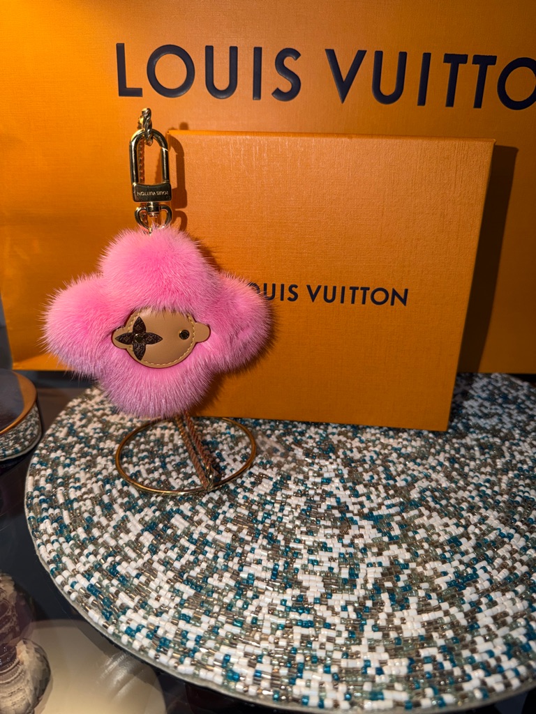 Louis Vuitton Vivienne Pink Fur Monogram Flower Charm Key Holder